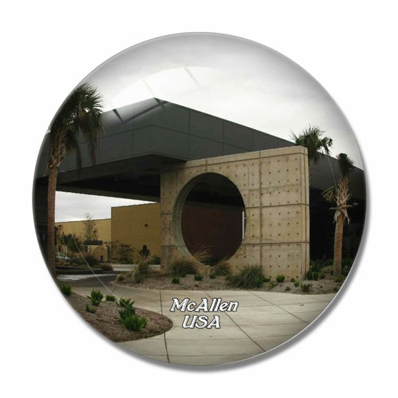 USA America McAllen Public Library 3D Fridge Magnet Crystal Glass
