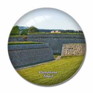 Spain Fortress and Walls of Pamplona 3D Fridge Magnet Crystal Glass