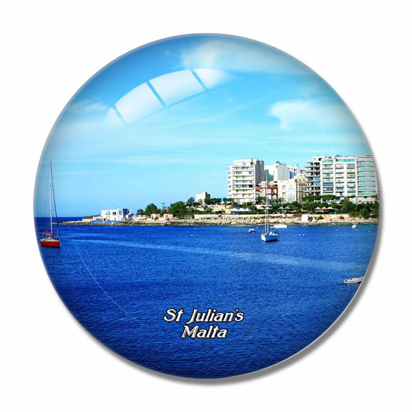 Malta St Julian's 3D Fridge Magnet Crystal Glass