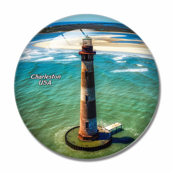 America USA Morris Island Lighthouse Charleston 3D Fridge Magnet Crystal Glass