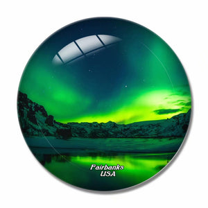 America USA Aurora Fairbanks 3D Fridge Magnet Crystal Glass