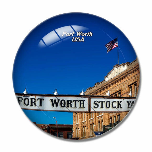 USA America Fort Worth Stockyard 3D Fridge Magnet Crystal Glass