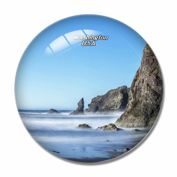USA America Beach Coastline Washington 3D Fridge Magnet Crystal Glass