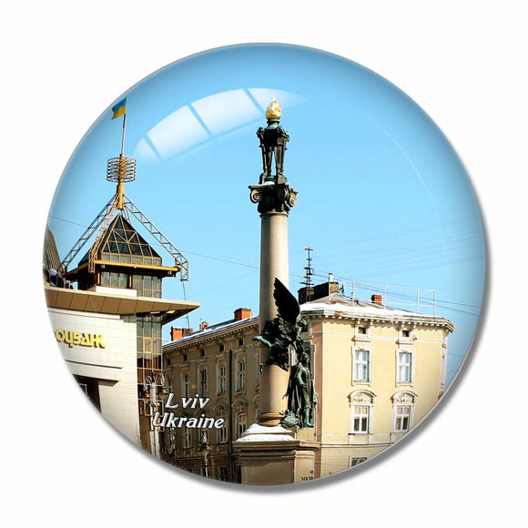 Lviv Ukraine 3D Fridge Magnet Crystal Glass