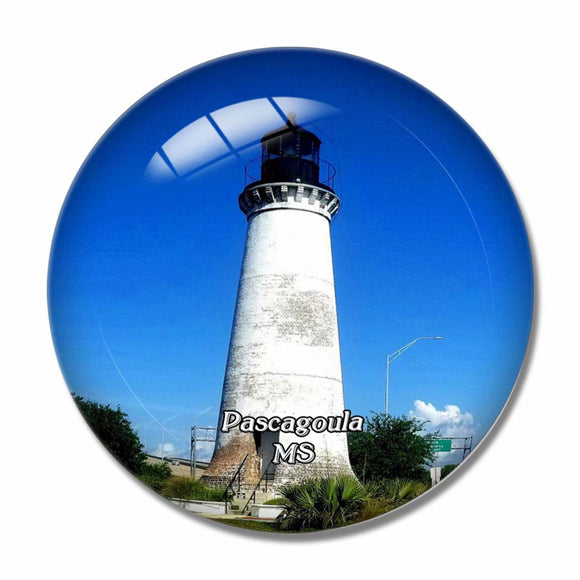 Pascagoula Lighthouse Mississippi USA 3D Fridge Magnet Crystal Glass