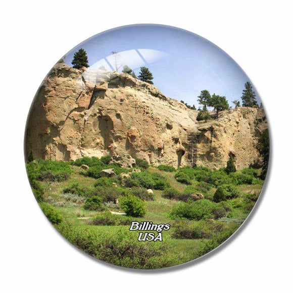 USA America Billings Pictograph Cave State Park 3D Fridge Magnet Crystal Glass
