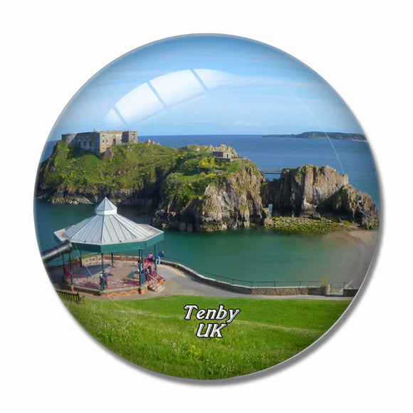 UK England Castle Beach Tenby 3D Fridge Magnet Crystal Glass