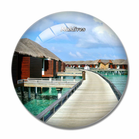 Maldives House 3D Fridge Magnet Crystal Glass