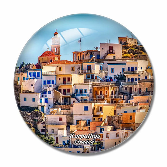 Greece Village Karpathos 3D Fridge Magnet Crystal Glass