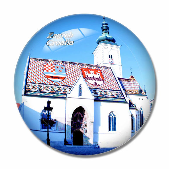 Croatia St. Mark's Church Zagreb 3D Fridge Magnet Crystal Glass