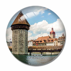 Switzerland Chapel Bridge Lucerne 3D Fridge Magnet Crystal Glass