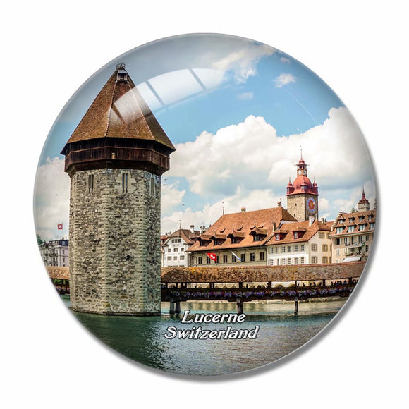 Switzerland Chapel Bridge Lucerne 3D Fridge Magnet Crystal Glass