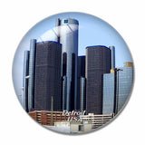 USA America GM Renaissance Center Detroit 3D Fridge Magnet Crystal Glass
