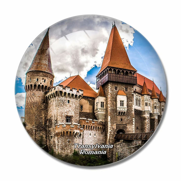 Hunyad Castle Transylvania Romania 3D Fridge Magnet Crystal Glass