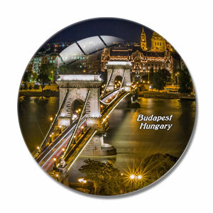 Hungary Chain Bridge Budapest 3D Fridge Magnet Crystal Glass