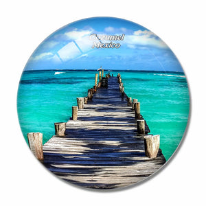 Mexico Paradise Beach Cozumel 3D Fridge Magnet Crystal Glass