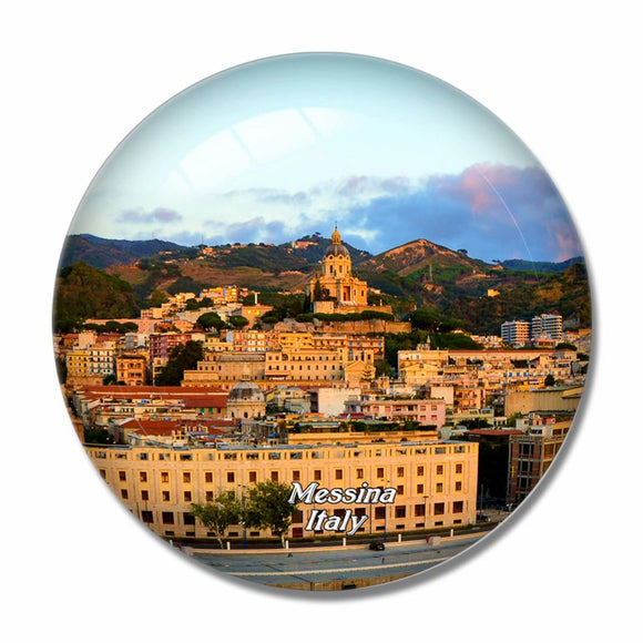 Italy Bell Tower and Astronomical Clock Messina 3D Fridge Magnet Crystal Glass