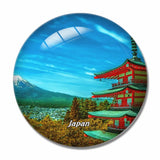 Mount Fuji Chureito Pagoda Japan 3D Fridge Magnet Crystal Glass