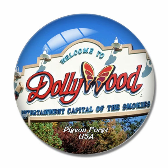 USA America Dollywood Pigeon Forge 3D Fridge Magnet Crystal Glass