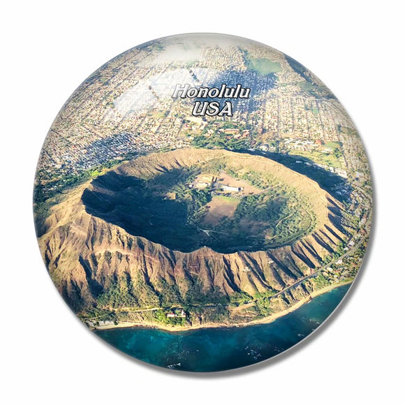 USA America Diamond Head Honolulu Hawaii 3D Fridge Magnet Crystal Glass