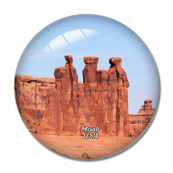 USA America Moab Three Kings Arches National Park 3D Fridge Magnet Crystal Glass