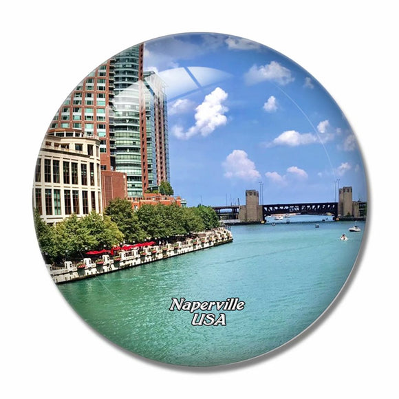 USA America Naperville Illinois 3D Fridge Magnet Crystal Glass