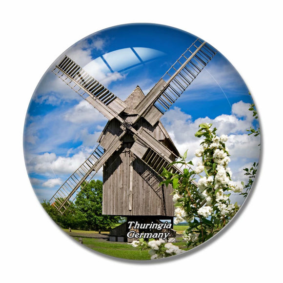 Germany Windmill Jena Thuringia 3D Fridge Magnet Crystal Glass