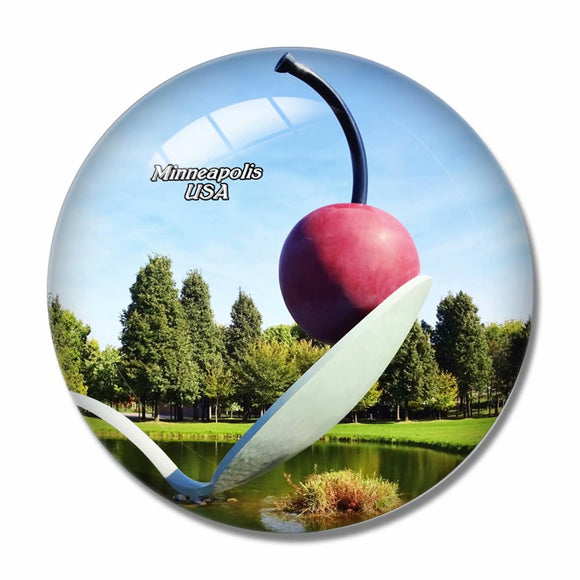 USA America Minneapolis Sculpture Garden 3D Fridge Magnet Crystal Glass