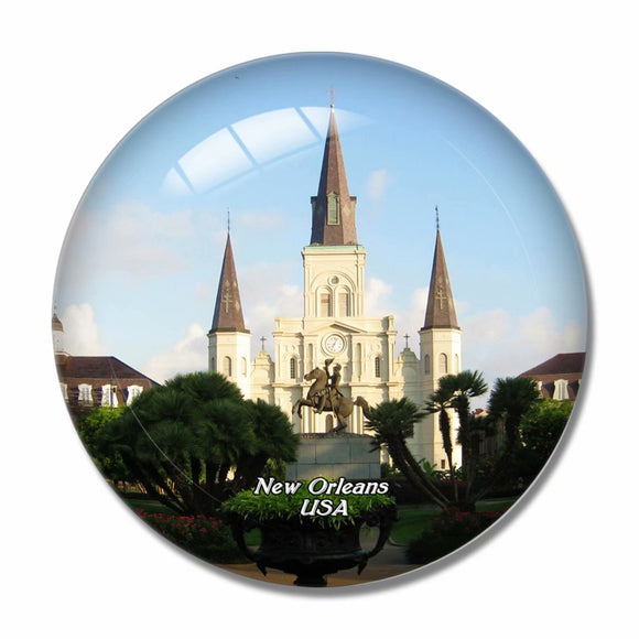 USA America New Orleans Cathedral 3D Fridge Magnet Crystal Glass