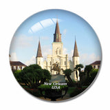 USA America New Orleans Cathedral 3D Fridge Magnet Crystal Glass