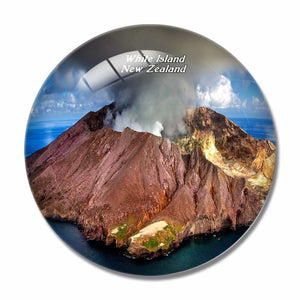 New Zealand Volcano White Island 3D Fridge Magnet Crystal Glass