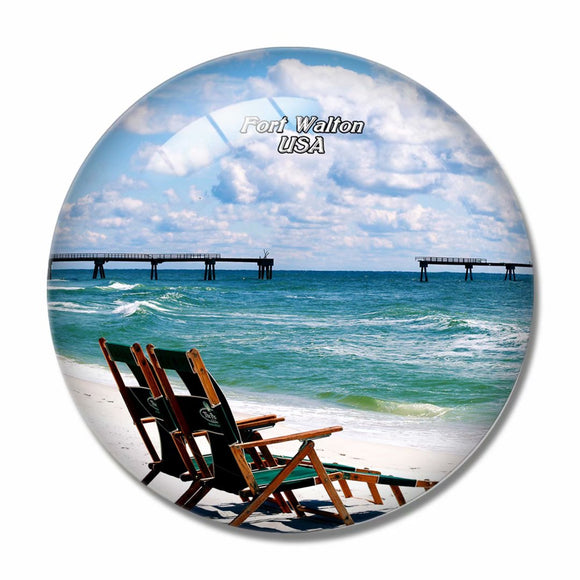USA America Fort Walton Beach 3D Fridge Magnet Crystal Glass
