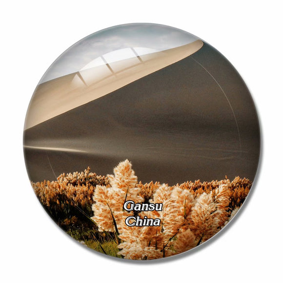 China Gansu Dunhuang Mingsha Mountain 3D Fridge Magnet Crystal Glass