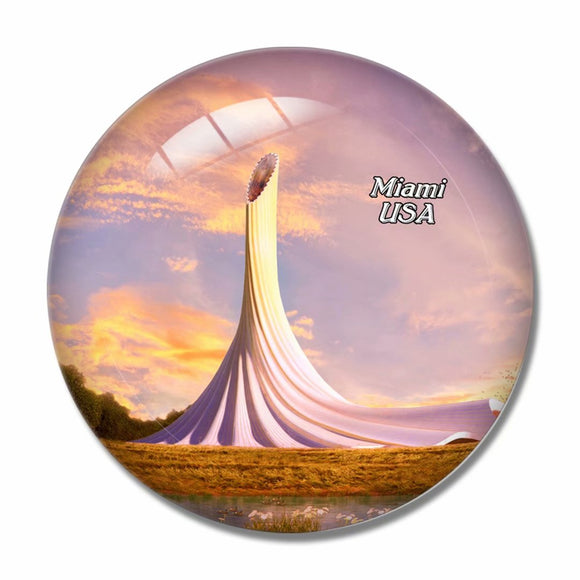 USA America Miami Chapel 3D Fridge Magnet Crystal Glass