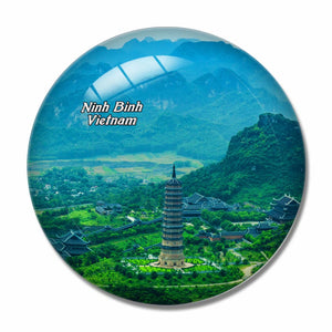 Vietnam Trang An Grottoes Ninh Binh 3D Fridge Magnet Crystal Glass