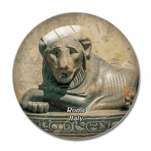 Italy Rome Lioness Sculpture 3D Fridge Magnet Crystal Glass