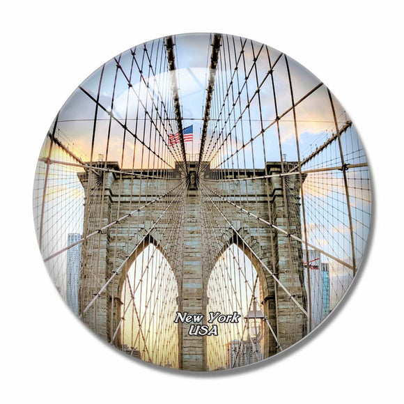 USA America Brooklyn Bridge New York NY 3D Fridge Magnet Crystal Glass