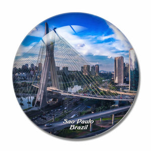 Brazil Bridge Sao Paulo 3D Fridge Magnet Crystal Glass