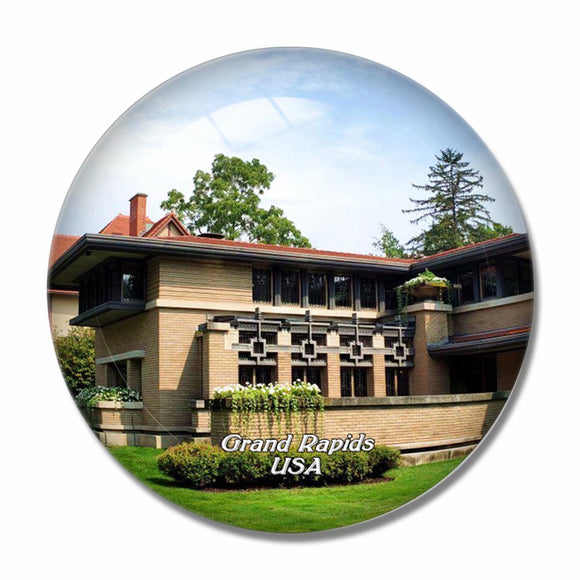 USA America Grand Rapids Meyer May House 3D Fridge Magnet Crystal Glass