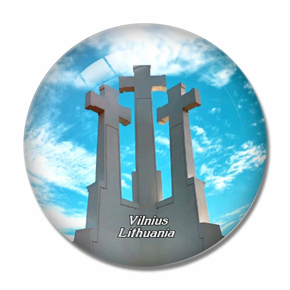 Three Crosses Vilnius Lithuania 3D Fridge Magnet Crystal Glass