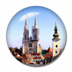 Croatia Cathedral of the Assumption Zagreb 3D Fridge Magnet Crystal Glass