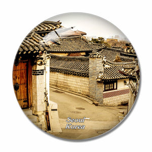 Bukchon Hanok Village Seoul Korea 3D Fridge Magnet Crystal Glass