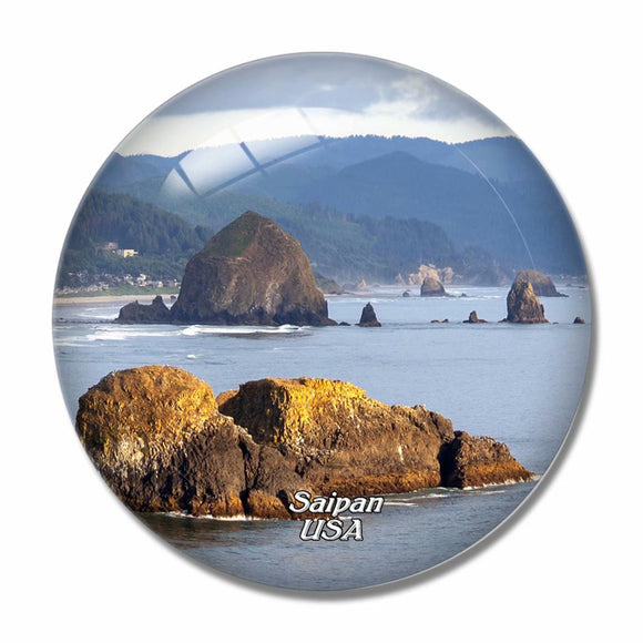USA America Cannon Beach Saipan 3D Fridge Magnet Crystal Glass