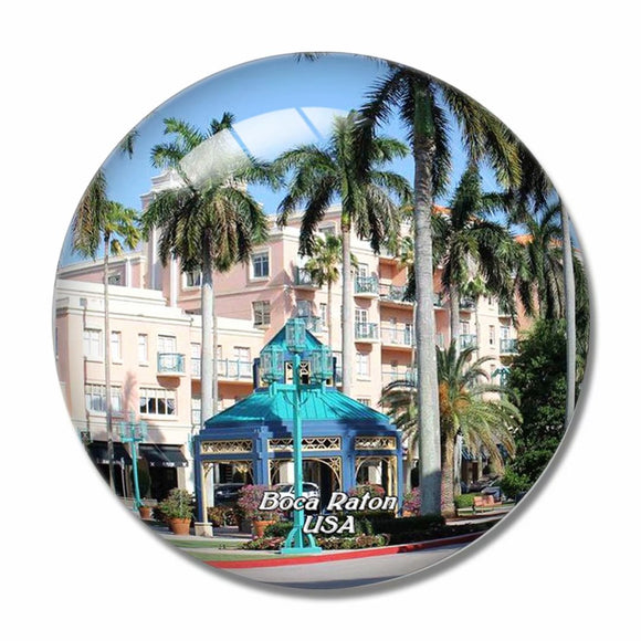 USA America Boca Raton Mizner Park 3D Fridge Magnet Crystal Glass