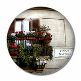 Italy Rome Piazza Navona Windows Flowerpot 3D Fridge Magnet Crystal Glass