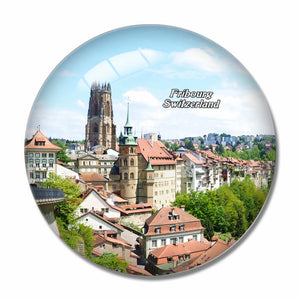 Switzerland Cathedral of St. Nicholas Fribourg 3D Fridge Magnet Crystal Glass