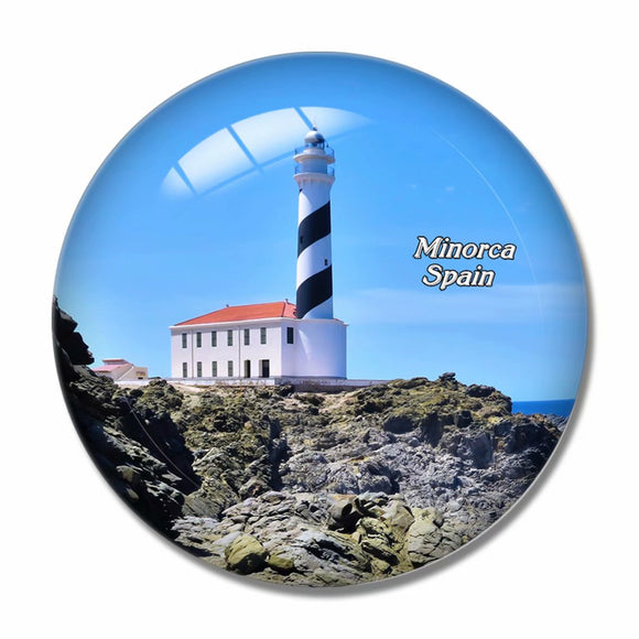 Spain Lighthouse Cape Favaritx Minorca 3D Fridge Magnet Crystal Glass