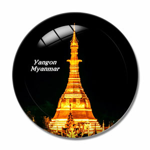 Sule Pagoda Yangon Myanmar 3D Fridge Magnet Crystal Glass