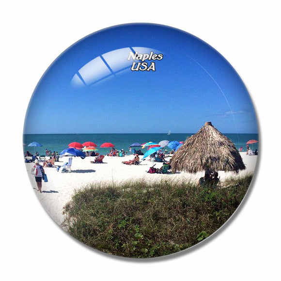 USA America Naples Lowdermilk Beach 3D Fridge Magnet Crystal Glass