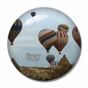 Turkey Fairy Chimneys Hot Air Balloon Goreme 3D Fridge Magnet Crystal Glass